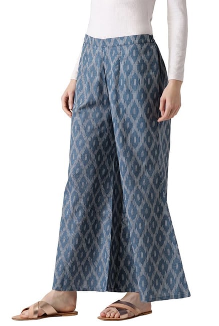 Libas Blue Printed Cotton Palazzo Libas Blue Printed Cotton Palazzo