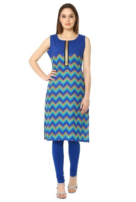 Soch Royal Blue Printed Cotton Kurta Soch Royal Blue Printed Cotton Kurta