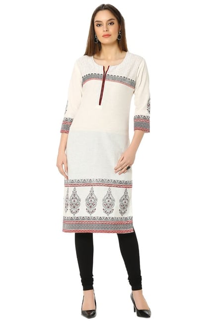 Soch Cream & Black Printed Cotton Kurta Soch Cream & Black Printed Cotton Kurta