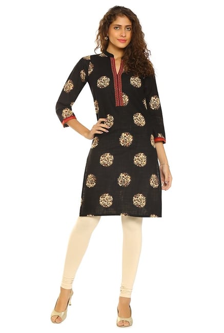 Soch Black Printed Cotton Kurta Soch Black Printed Cotton Kurta
