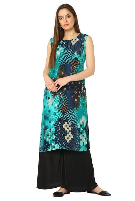 Soch Green Printed Rayon Kurta Soch Green Printed Rayon Kurta