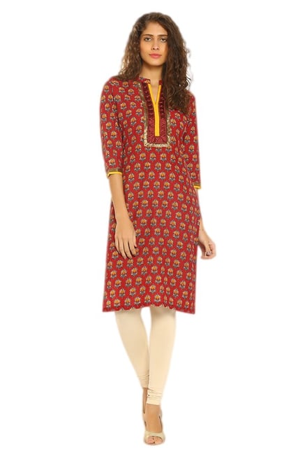 Soch Red Printed Cotton Kurta Soch Red Printed Cotton Kurta