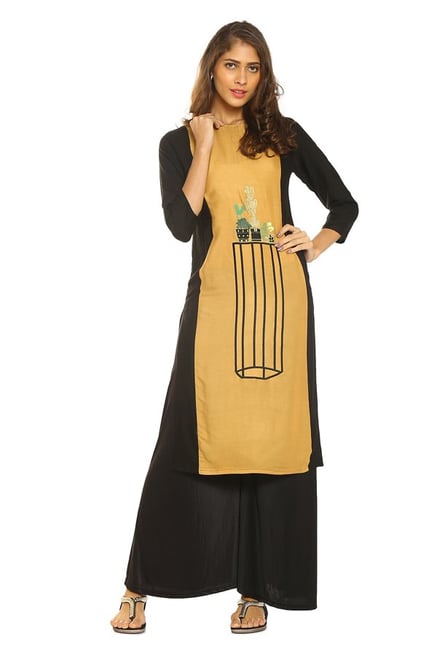 Soch Beige Embroidered Rayon Kurta Soch Beige Embroidered Rayon Kurta
