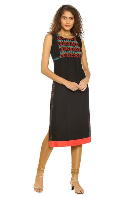 Soch Black Printed Rayon Kurta Soch Black Printed Rayon Kurta