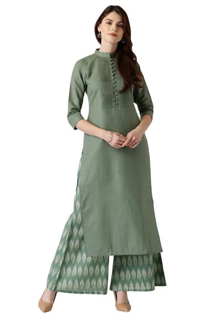 Libas Olive Regular Fit Cotton Straight Kurta Libas Olive Regular Fit Cotton Straight Kurta