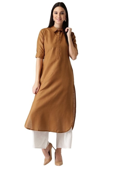 Libas Brown Regular Fit Cotton Pathani Kurta Libas Brown Regular Fit Cotton Pathani Kurta