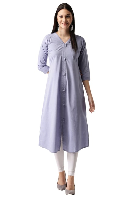 Libas Purple Regular Fit Cotton A-Line Kurta Libas Purple Regular Fit Cotton A-Line Kurta
