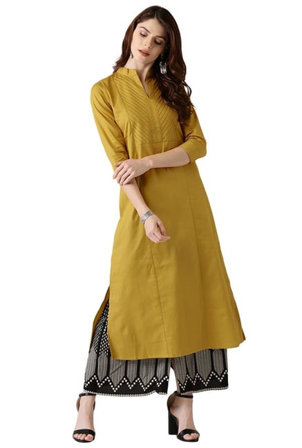 Libas Yellow Regular Fit Cotton A-Line Kurta Libas Yellow Regular Fit Cotton A-Line Kurta