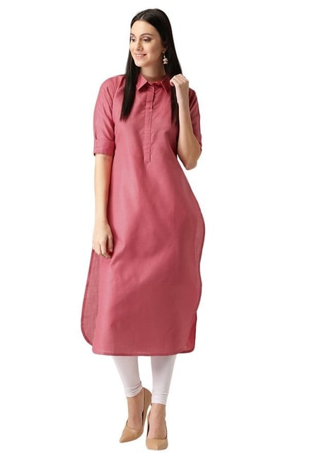 Libas Pink Regular Fit Cotton Pathani Kurta Libas Pink Regular Fit Cotton Pathani Kurta