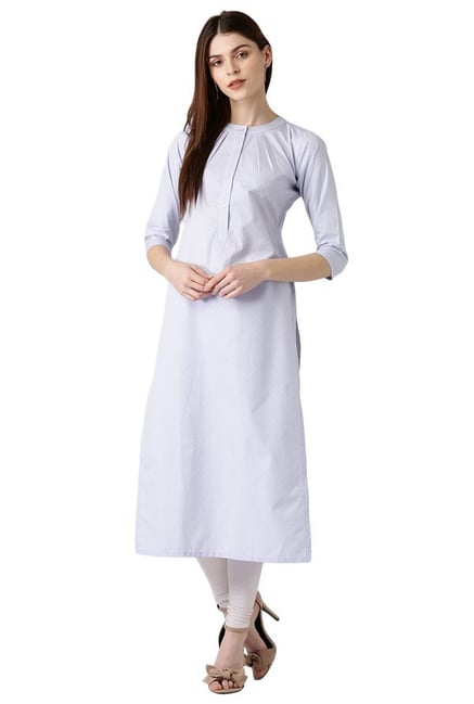 Libas Blue Printed Cotton Straight Kurta Libas Blue Printed Cotton Straight Kurta