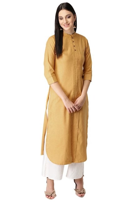 Libas Yellow Regular Fit Cotton Pathani Kurta Libas Yellow Regular Fit Cotton Pathani Kurta