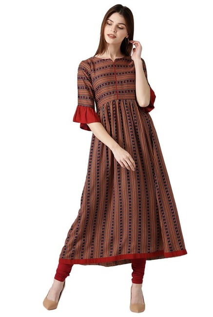 Libas Multicolor Printed Rayon Anarkali Kurta Libas Multicolor Printed Rayon Anarkali Kurta