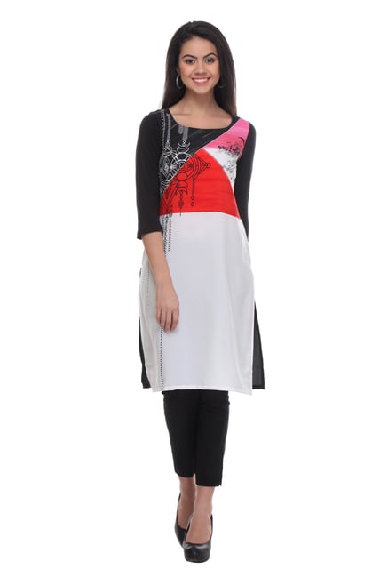 W White Printed Viscose Kurta W White Printed Viscose Kurta