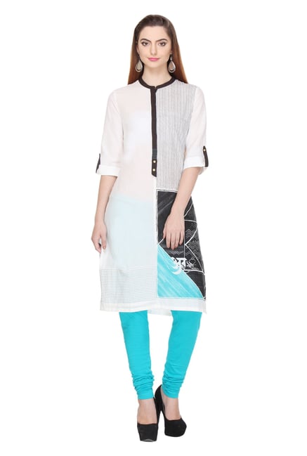W Beige Printed Cotton Kurta W Beige Printed Cotton Kurta