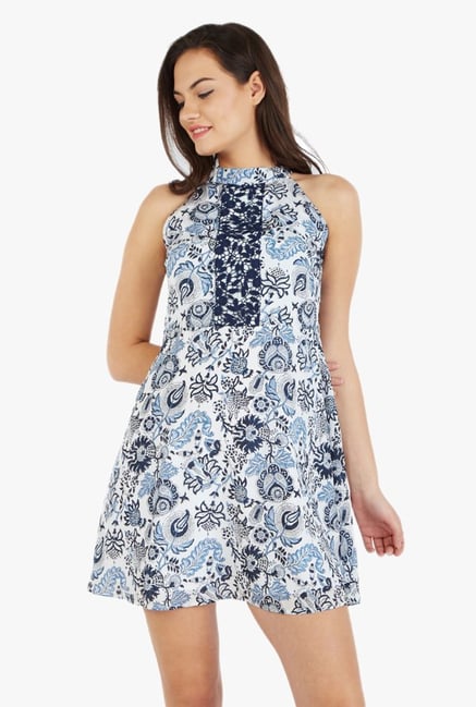 Solly By Allen Solly White Printed Above Knee Dress Solly By Allen Solly White Printed Above Knee Dress