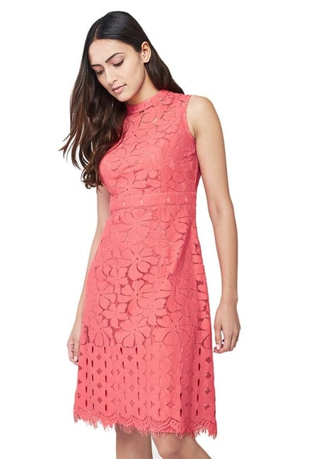 AND Coral Lace Shift Dress AND Coral Lace Shift Dress