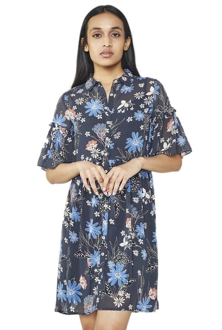 AND Navy Floral Print Shirt Dress AND Navy Floral Print Shirt Dress