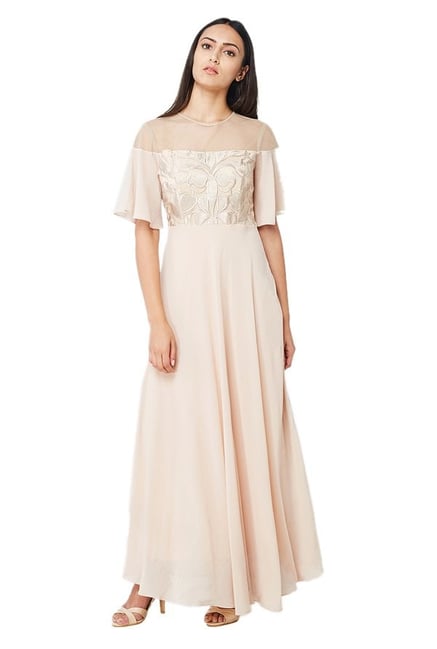 AND Beige Embroidered Maxi Dress AND Beige Embroidered Maxi Dress