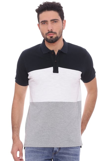 Basics Navy & White Slim Fit Polo T-Shirt Basics Navy & White Slim Fit Polo T-Shirt
