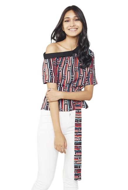 Global Desi Multicolor Printed Crop Top Global Desi Multicolor Printed Crop Top