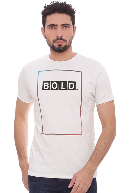 Basics Ecru Half Sleeves T-Shirt Basics Ecru Half Sleeves T-Shirt