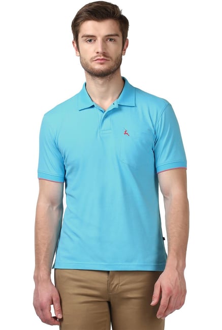 Parx Aqua Blue Regular Fit Polo T-Shirt Parx Aqua Blue Regular Fit Polo T-Shirt