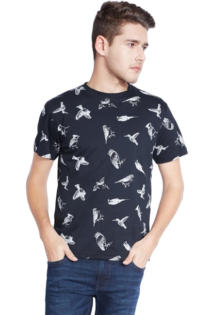 Parx Navy Regular Fit Printed T-Shirt Parx Navy Regular Fit Printed T-Shirt