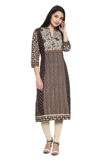 Soch Brown Printed Cotton Kurta Soch Brown Printed Cotton Kurta