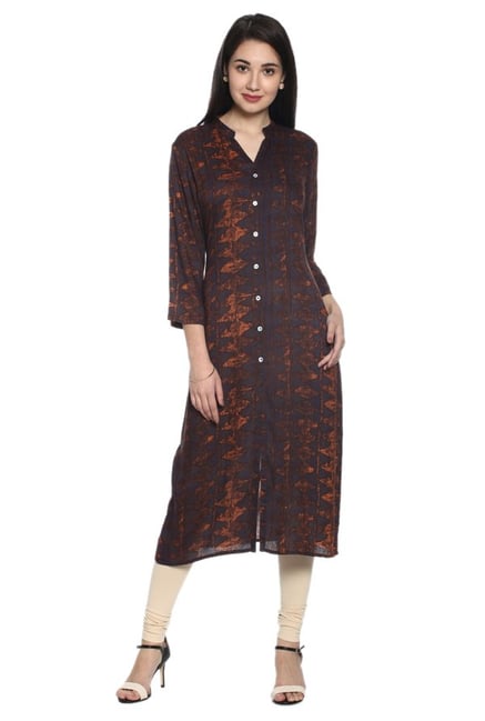 Soch Brown Printed Rayon Kurta Soch Brown Printed Rayon Kurta