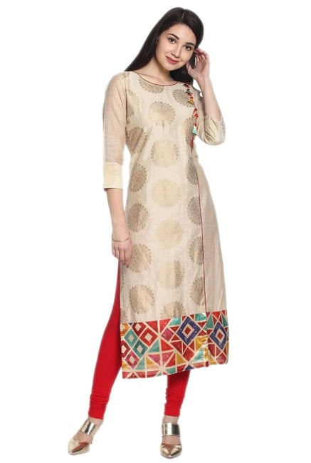 Soch Beige Printed Chanderi Kurta Soch Beige Printed Chanderi Kurta