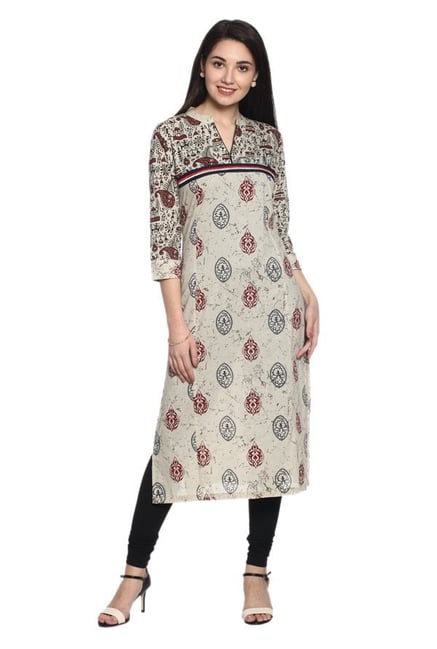 Soch Beige Printed Cotton Kurta Soch Beige Printed Cotton Kurta