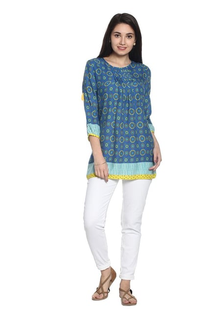 Soch Blue Printed Rayon Tunic Soch Blue Printed Rayon Tunic