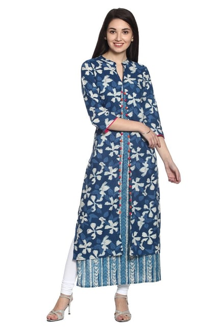 Soch Navy Printed Cotton Kurta Soch Navy Printed Cotton Kurta