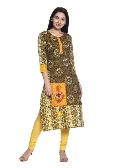 Soch Olive Printed Cotton Kurta Soch Olive Printed Cotton Kurta