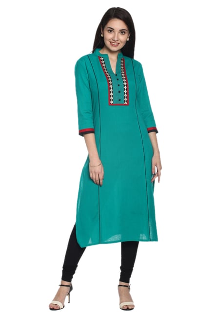 Soch Teal Printed Linen Kurta Soch Teal Printed Linen Kurta