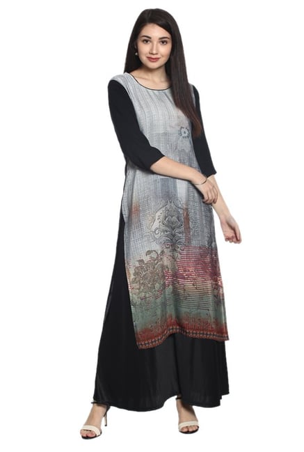 Soch Grey Printed Rayon Kurta Soch Grey Printed Rayon Kurta
