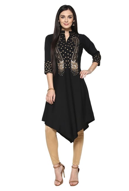 Ziyaa Black Printed Crepe Kurta Ziyaa Black Printed Crepe Kurta