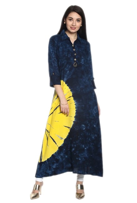 Soch Navy Printed Rayon Kurta Soch Navy Printed Rayon Kurta