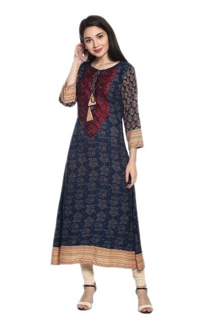 Soch Navy Printed Cotton Kurta Soch Navy Printed Cotton Kurta