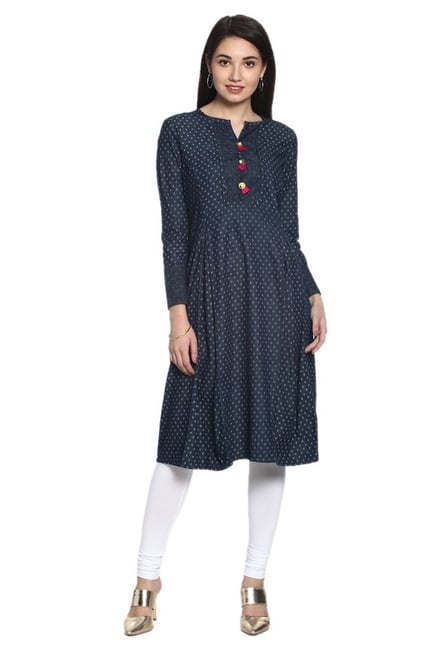 Soch Navy Printed Denim Kurta Soch Navy Printed Denim Kurta