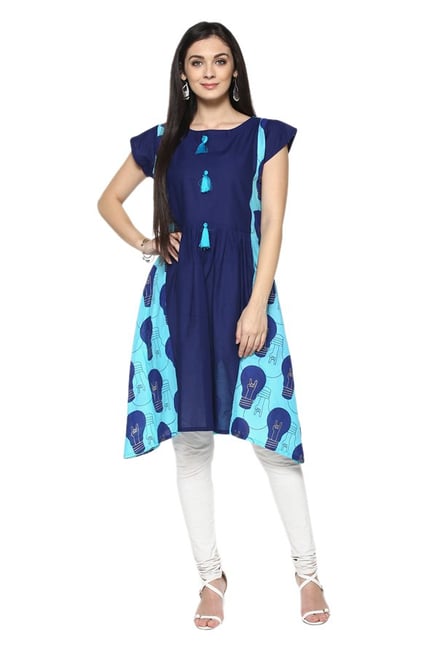 Ziyaa Blue Printed Cotton Kurta Ziyaa Blue Printed Cotton Kurta