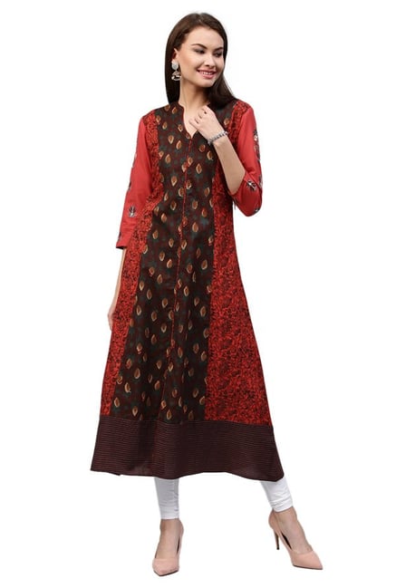 Jaipur Kurti Brown Printed Cotton Long Kurta Jaipur Kurti Brown Printed Cotton Long Kurta
