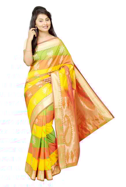 Pavecha's Multicolor Striped Silk Kanjivaram Saree Pavecha's Multicolor Striped Silk Kanjivaram Saree
