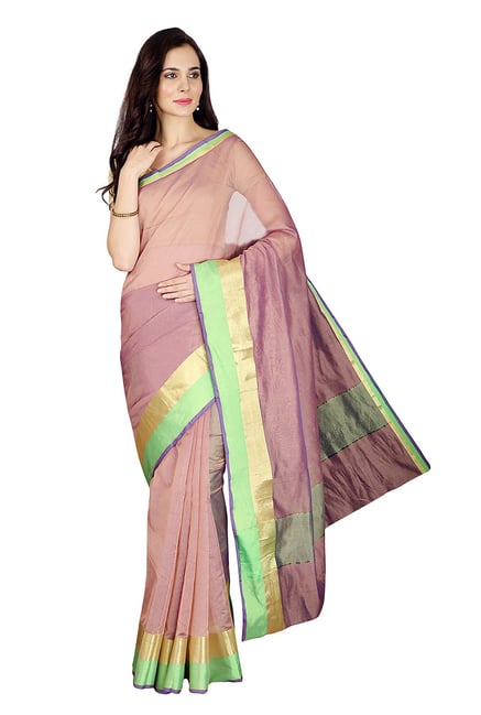 Pavecha's Brown Textured Cotton Silk Banarasi Saree Pavecha's Brown Textured Cotton Silk Banarasi Saree