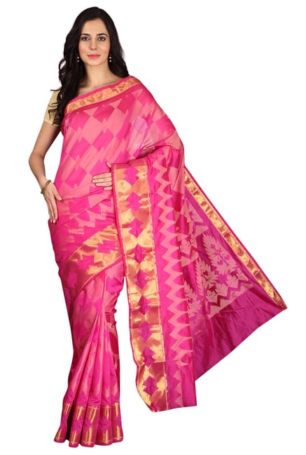 Pavecha's Pink Printed Cotton Silk Banarasi Saree Pavecha's Pink Printed Cotton Silk Banarasi Saree