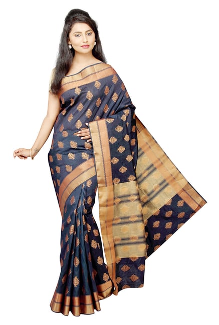 Pavecha's Black Printed Taffeta Saree Pavecha's Black Printed Taffeta Saree
