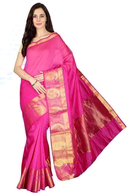 Pavecha's Pink Printed Cotton Silk Banarasi Saree Pavecha's Pink Printed Cotton Silk Banarasi Saree