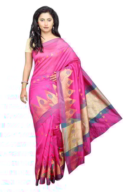 Pavecha's Pink Printed Cotton Silk Banarasi Saree Pavecha's Pink Printed Cotton Silk Banarasi Saree
