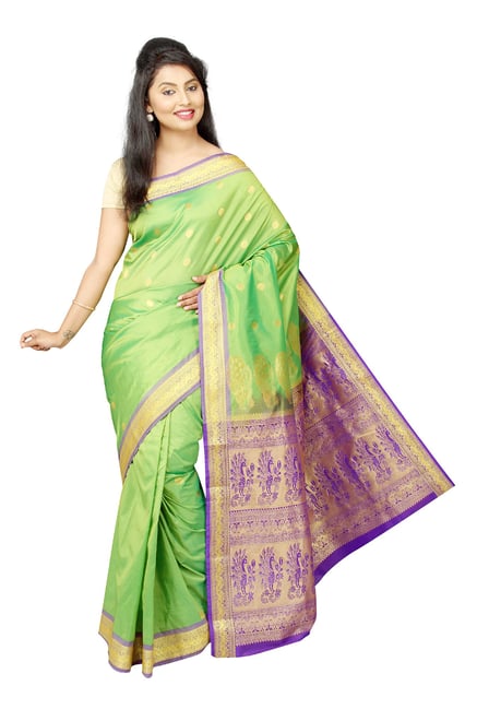 Pavecha's Green Printed Silk Kanjivaram Saree Pavecha's Green Printed Silk Kanjivaram Saree