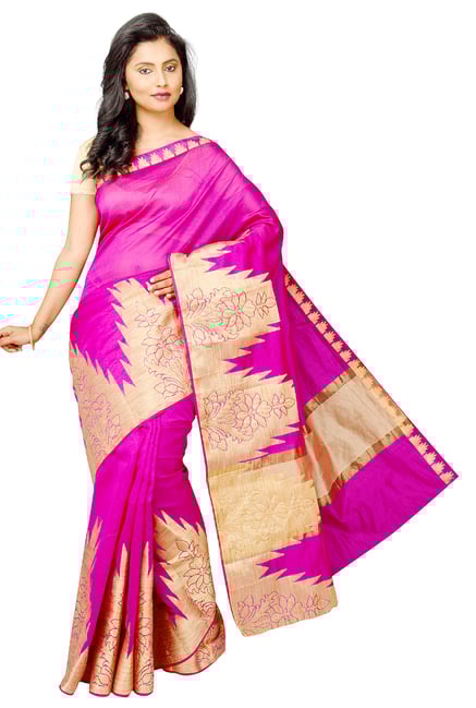 Pavecha's Pink Printed Cotton Silk Banarasi Saree Pavecha's Pink Printed Cotton Silk Banarasi Saree